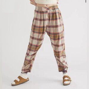 Free People preppy Plaid pull on Pants
